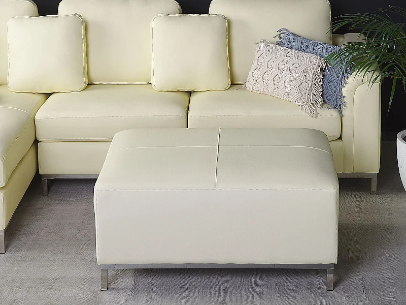 Ottoman OSLO Cuir Beige clair