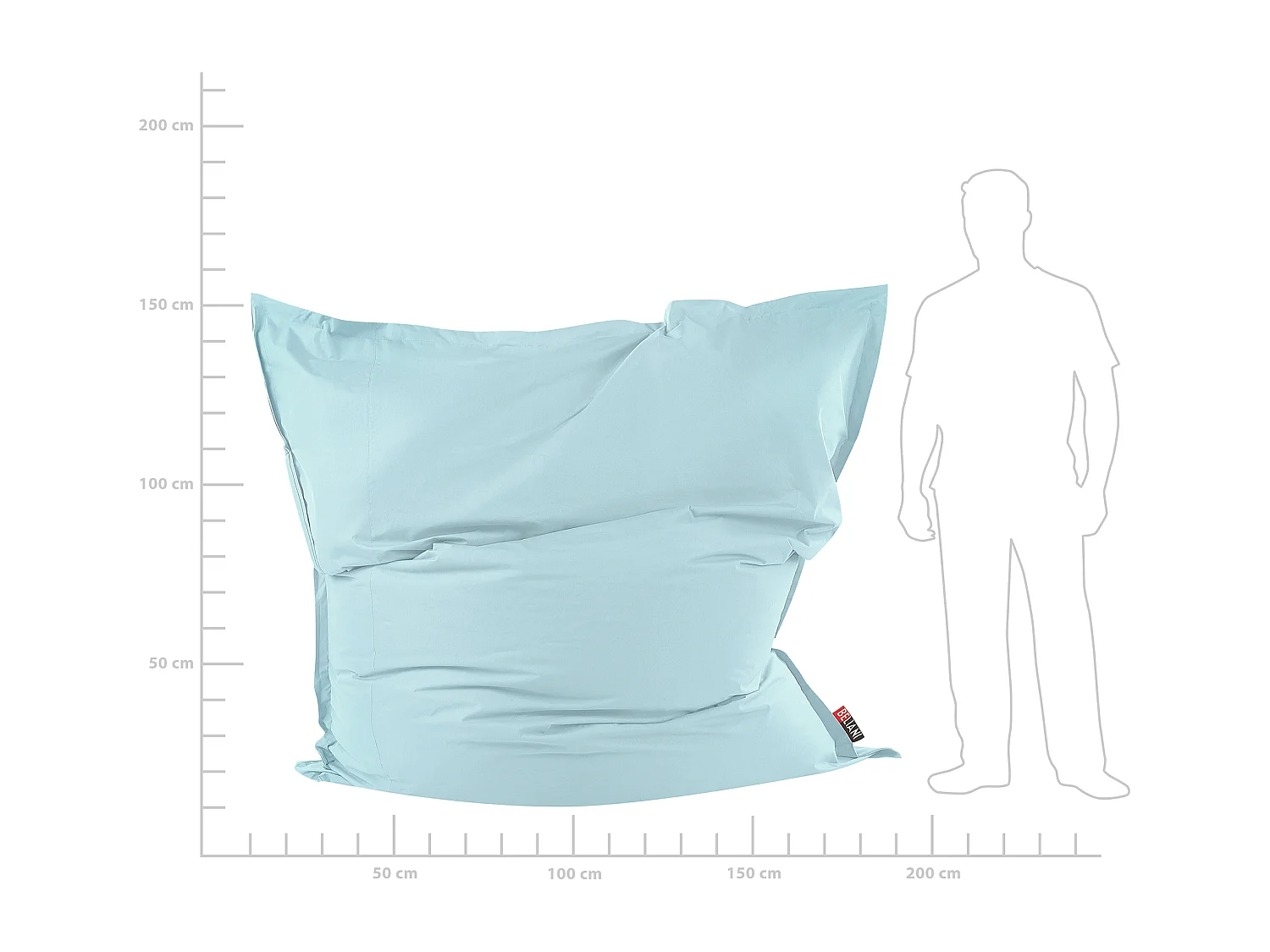 Pouf poire 600 L FUZZY 180 cm 230 cm Bleu clair