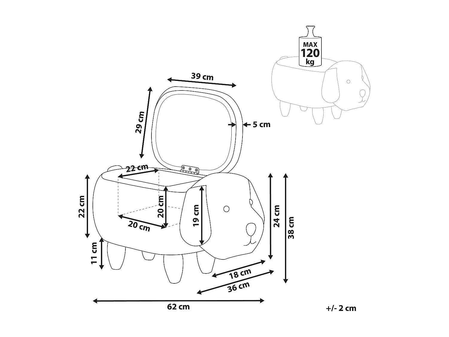 Repose-pied DOGGY Marron doré Velours
