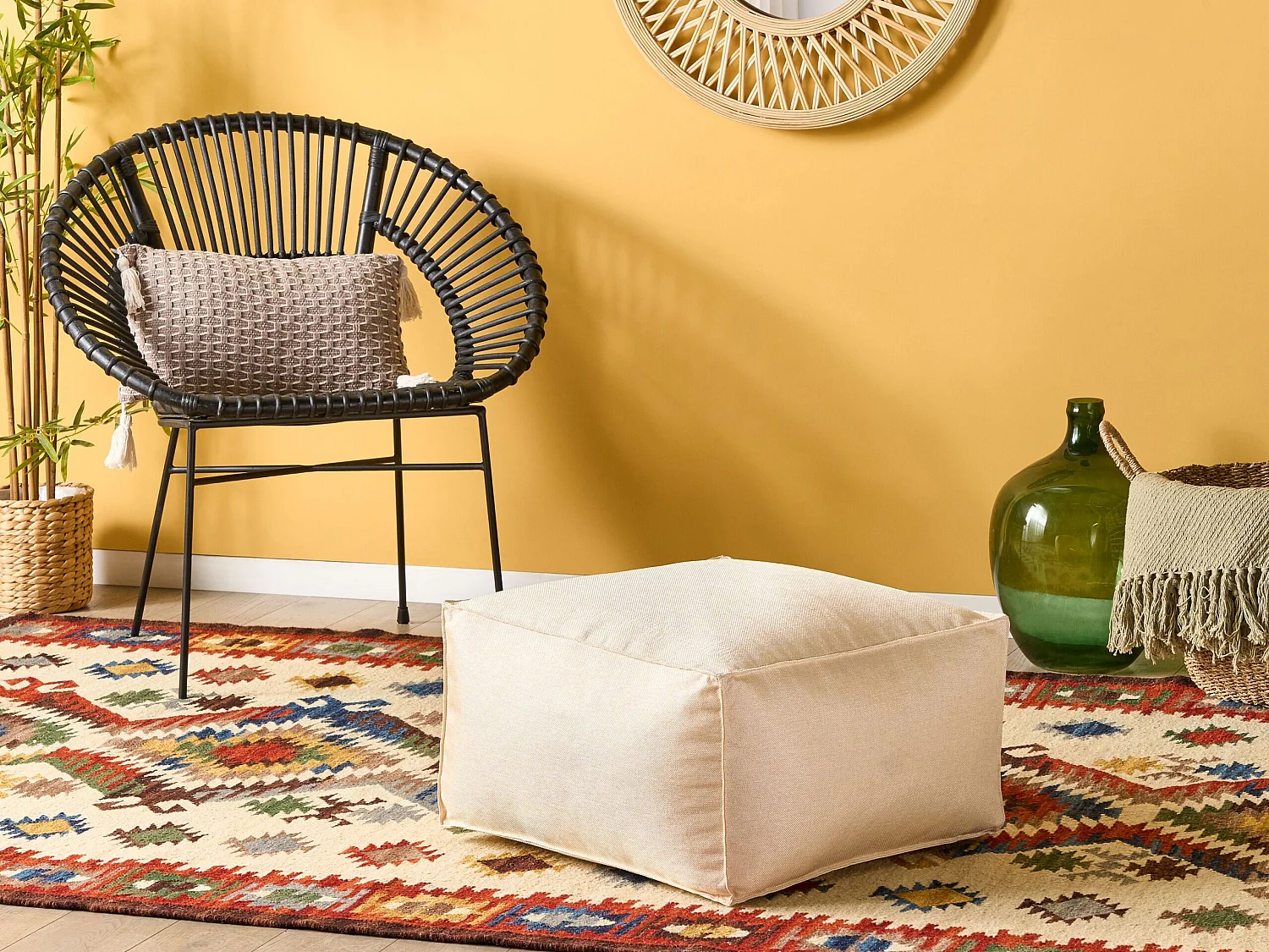 Puf MUKKI Beige claro 50 cm 50 cm 30 cm