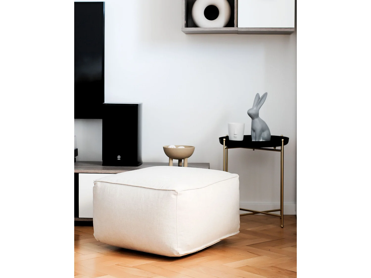 Pouf MUKKI Beige clair 50 cm 50 cm 30 cm