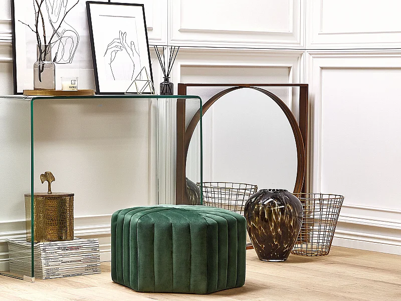 Pouf MURIETTA Velours Vert foncé