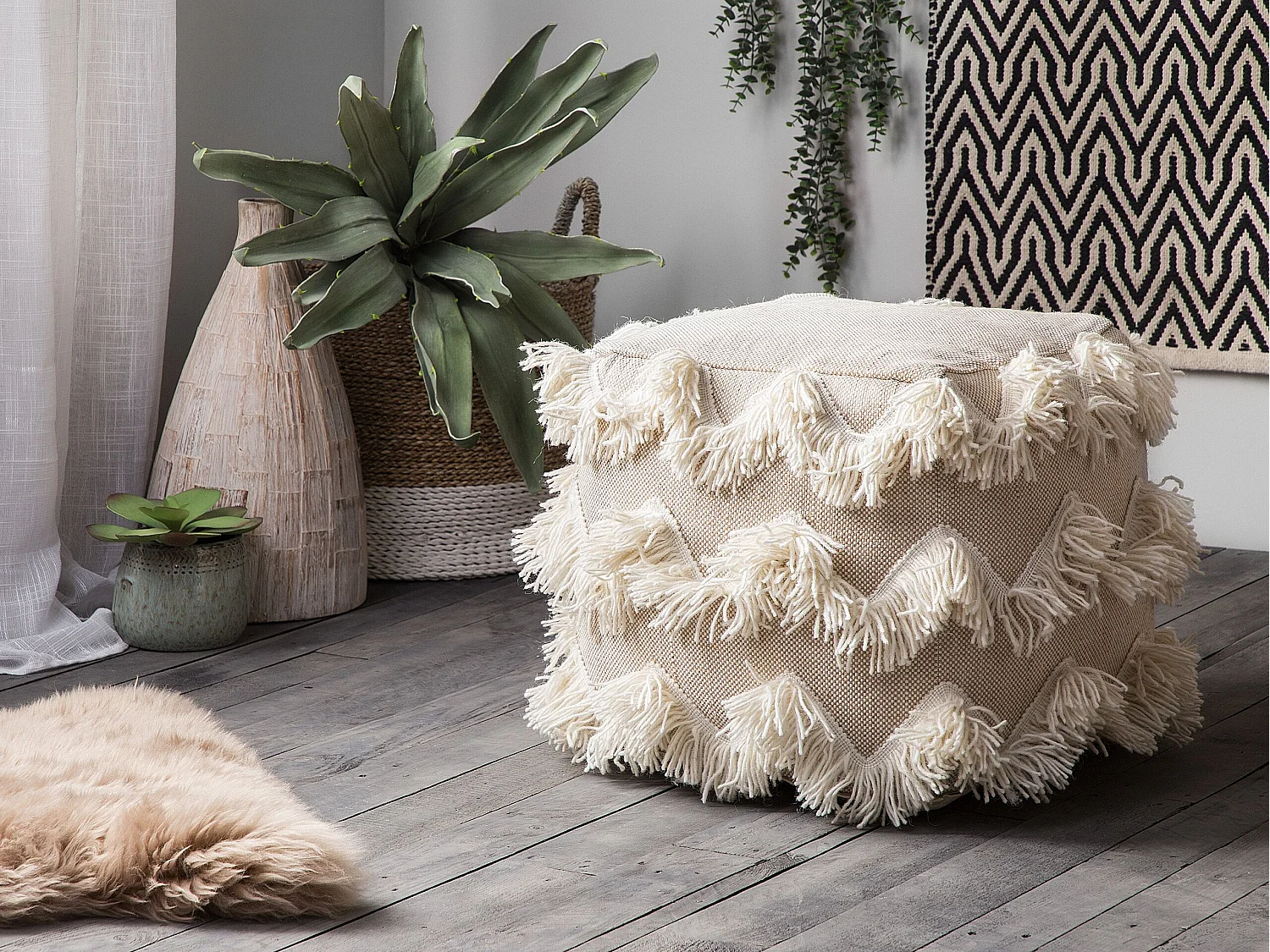 Pouf NASHIK Coton Beige