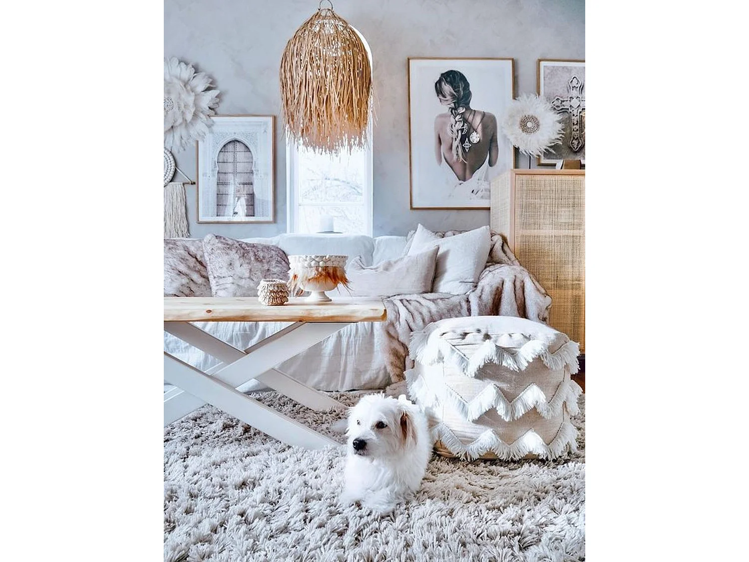 Pouf NASHIK Beige 45 cm 44 cm 44 cm