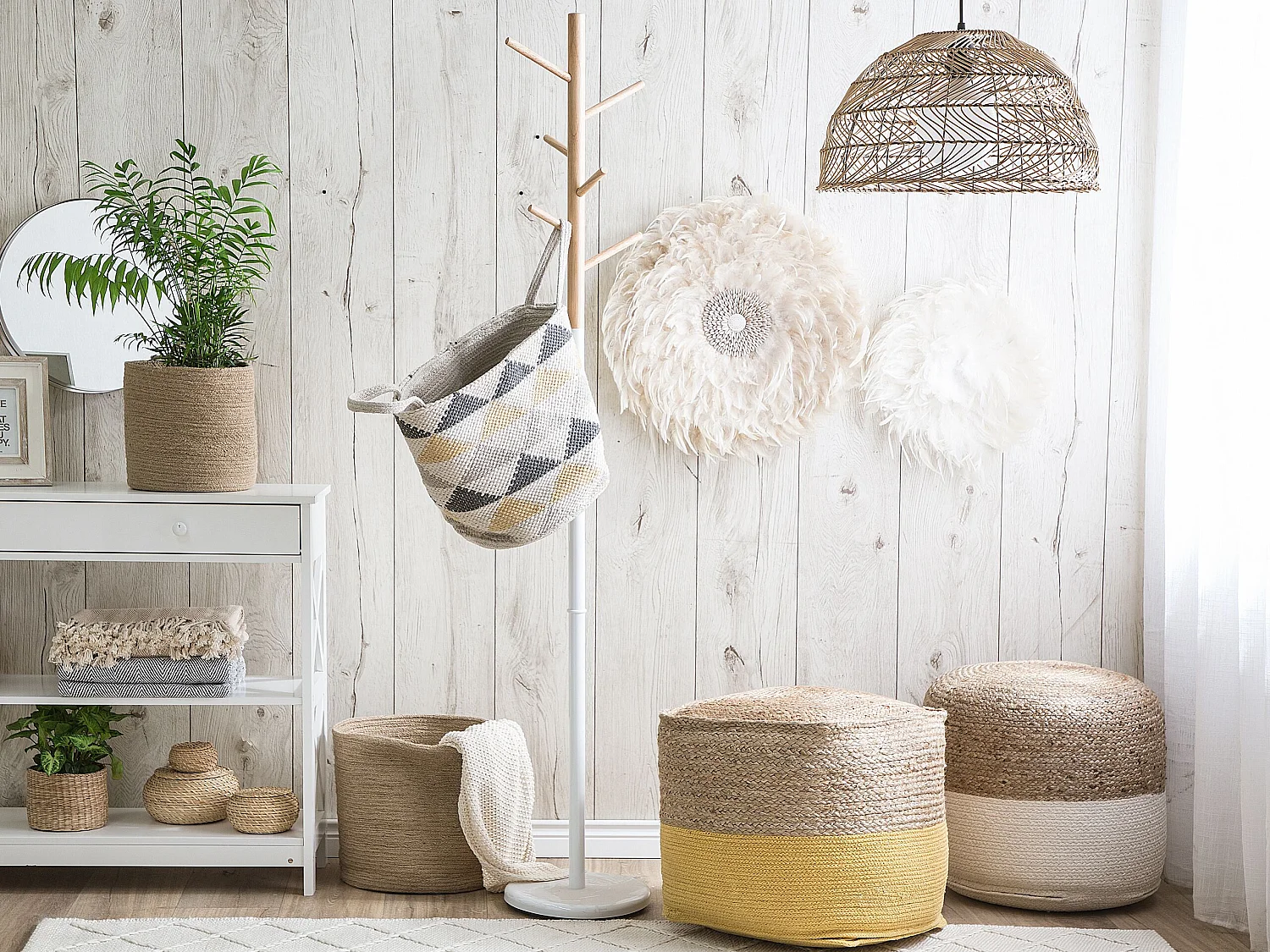 Pouf DALAMA Iuta Grigio chiaro 46 cm 46 cm 48 cm