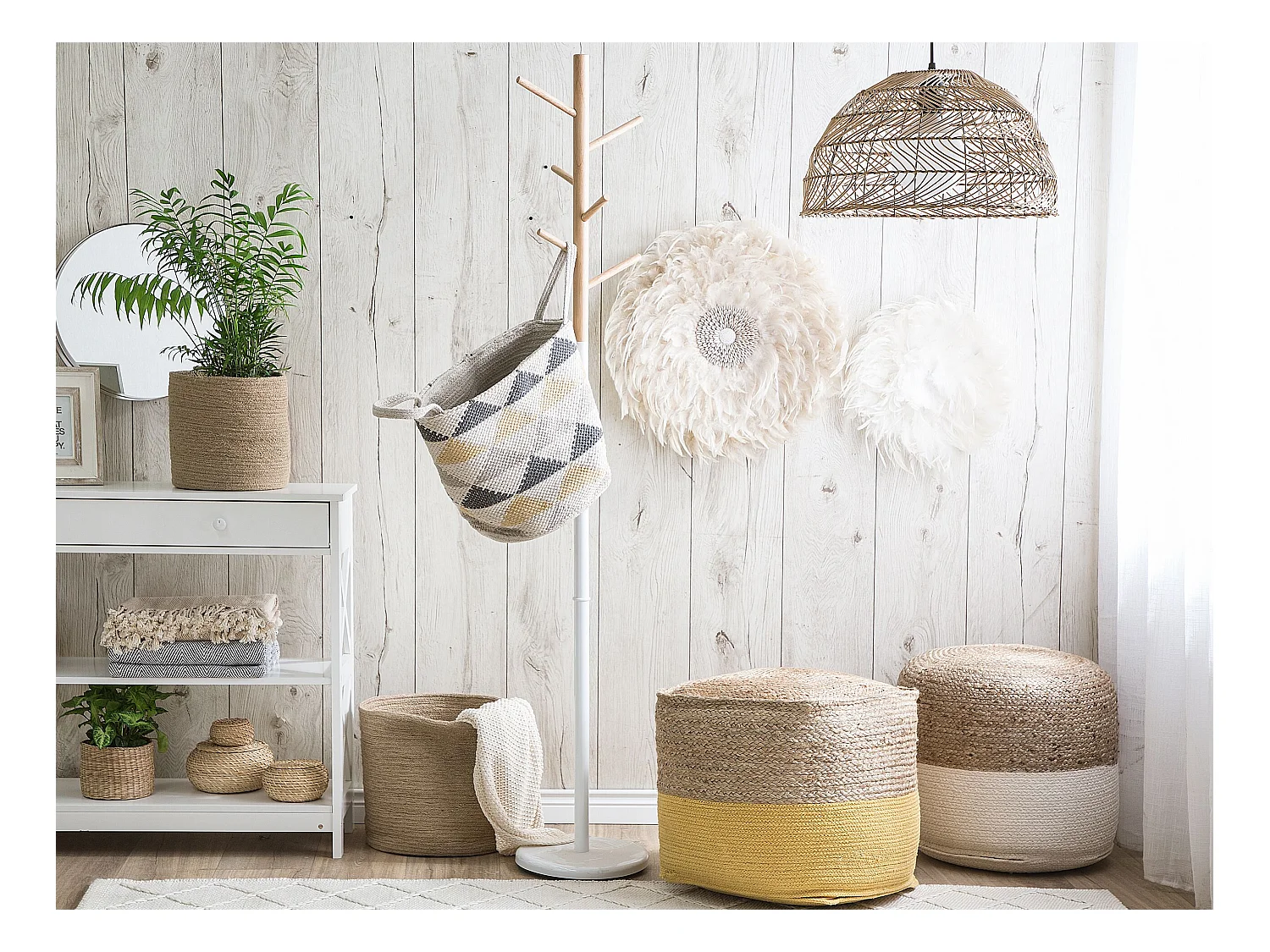 Poef KIRAMA Jute Geel 44 cm 44 cm 44 cm