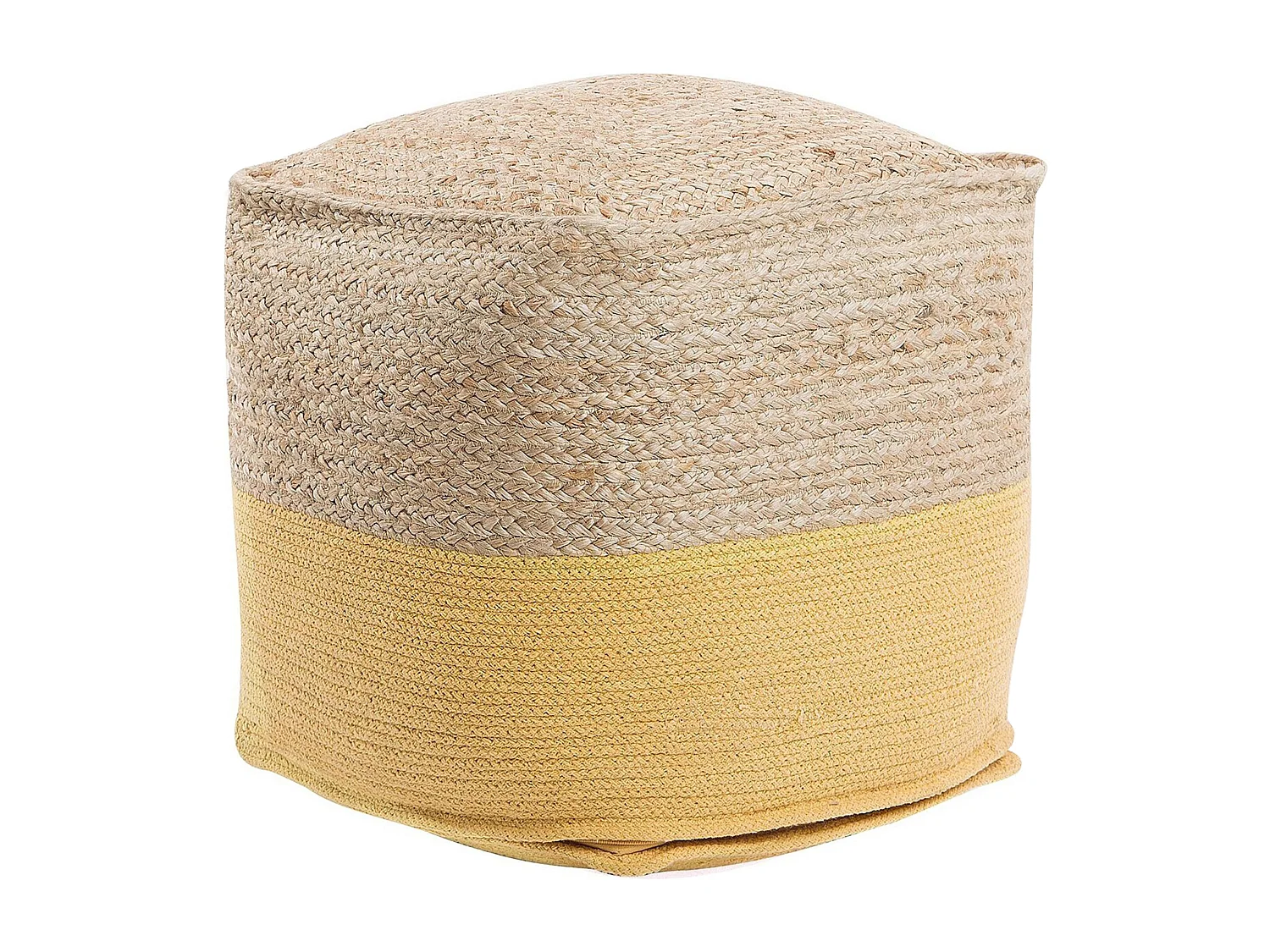 Boho Pouf Baumwolle Jute quadratisch beige/gelb Kirama
