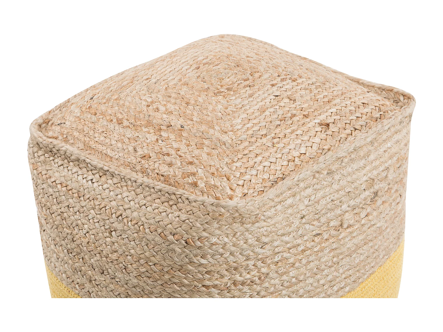 Boho Pouf Baumwolle Jute quadratisch beige/gelb Kirama