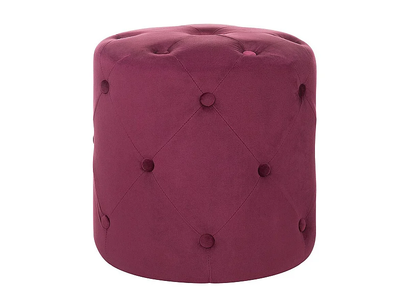 Pouf Samt rot rund 40 cm gesteppt mit Knopfheftung Chesterfield-Stil Corolla