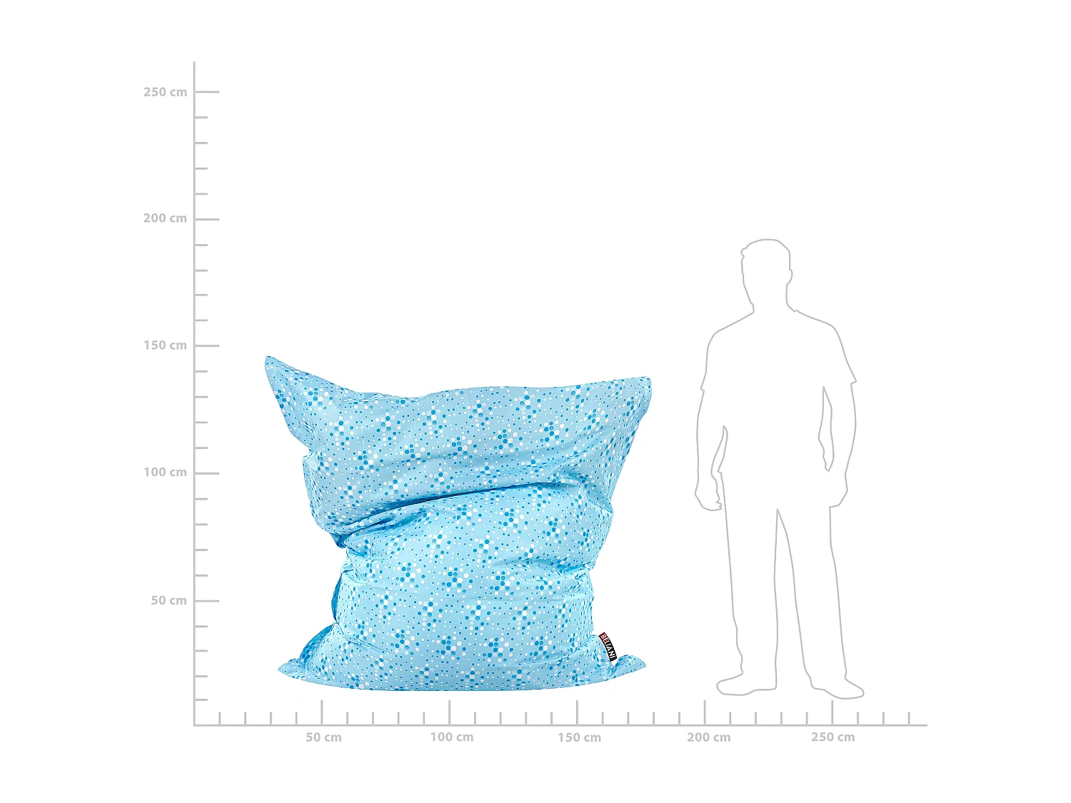 Zitzak 300 L FUZZY 140 cm 180 cm Lichtblauw