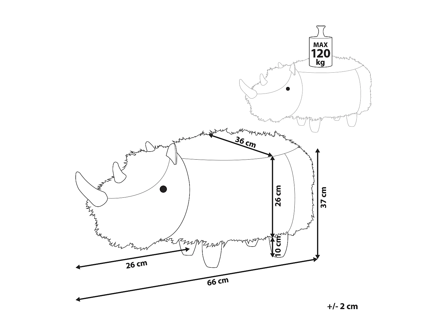 Tabouret animal WOOLLY Fourrure synthétique Beige sable