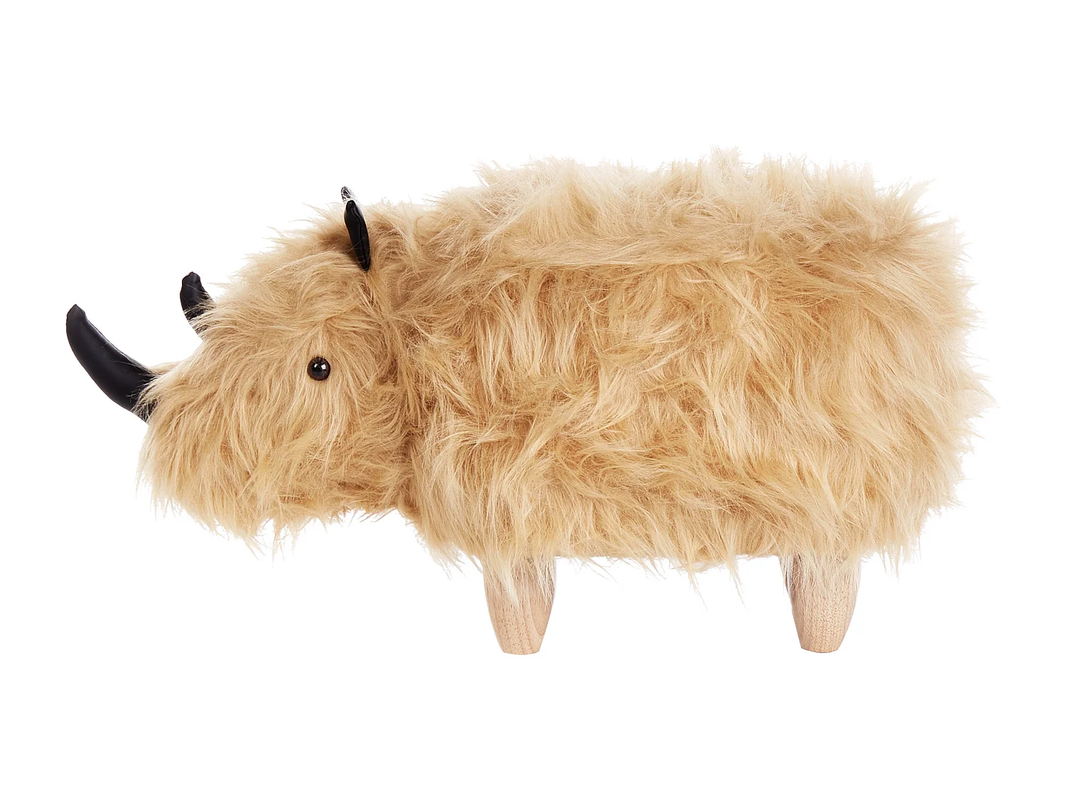 Tabouret animal WOOLLY Fourrure synthétique Beige sable