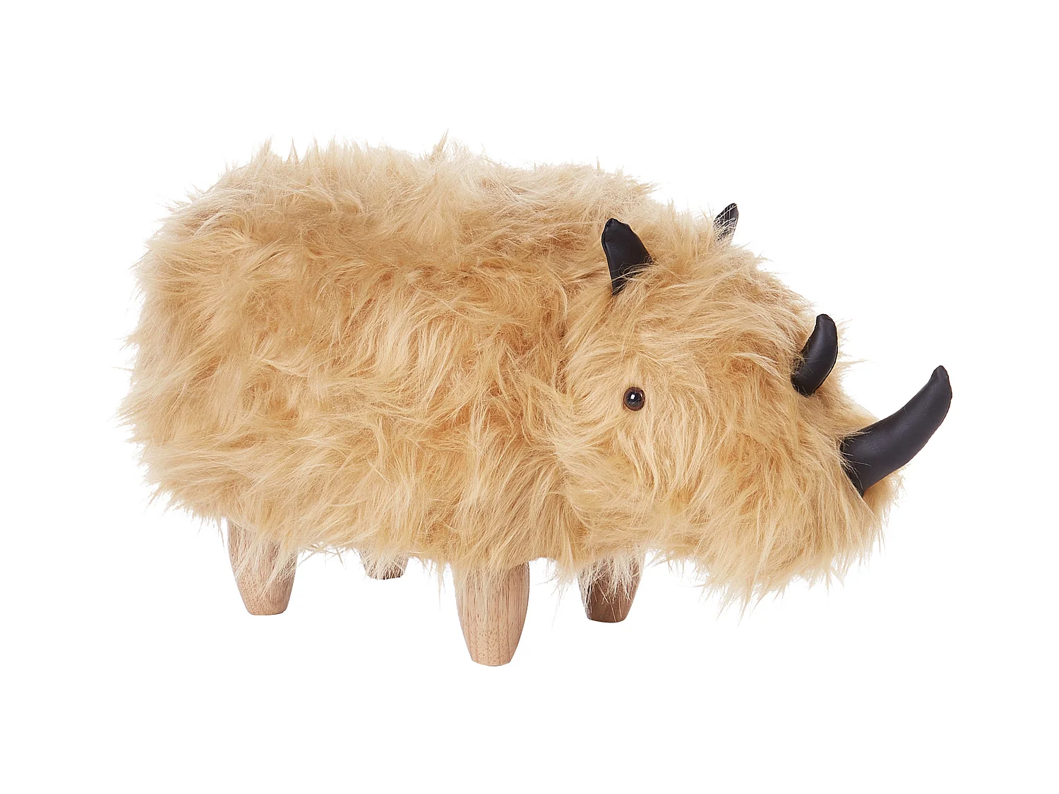 Tabouret animal WOOLLY Fourrure synthétique Beige sable