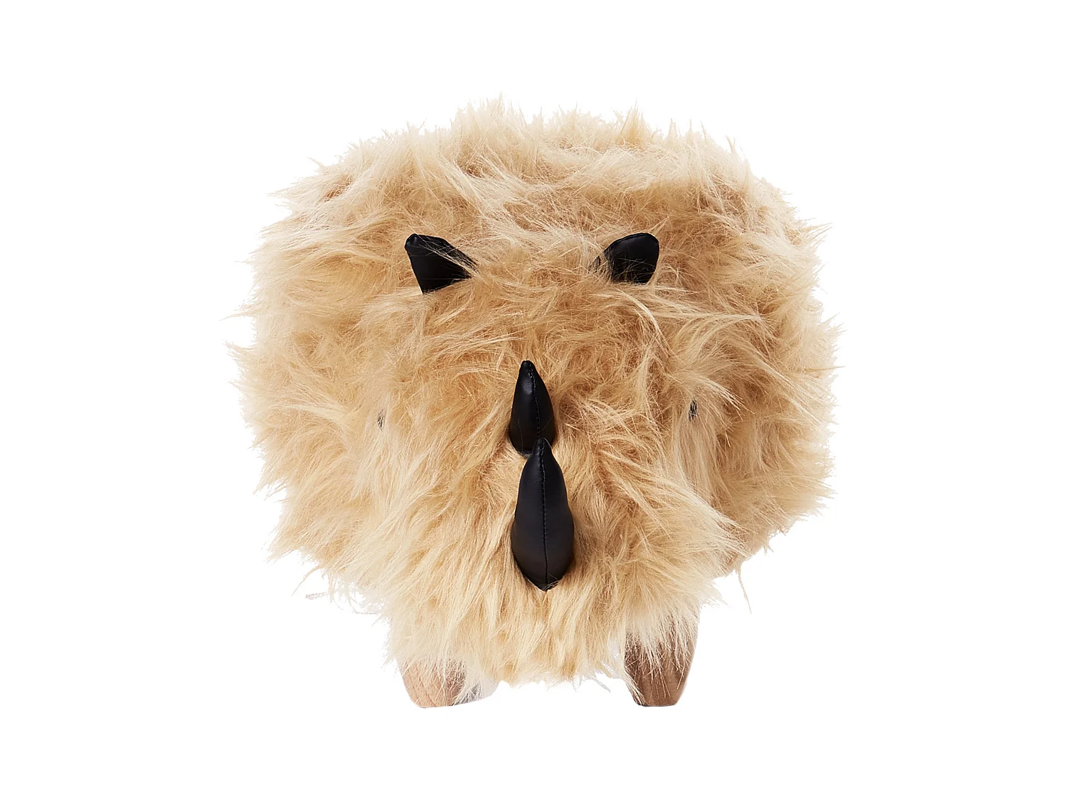 Flauschiger Hocker in Tierform Felloptik sandbeige Tierhocker für Kinder Rhino