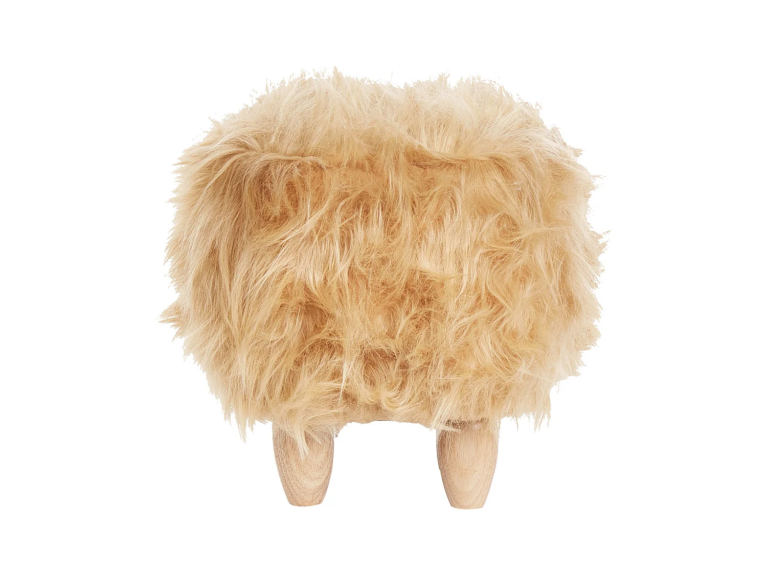 Flauschiger Hocker in Tierform Felloptik sandbeige Tierhocker für Kinder Rhino