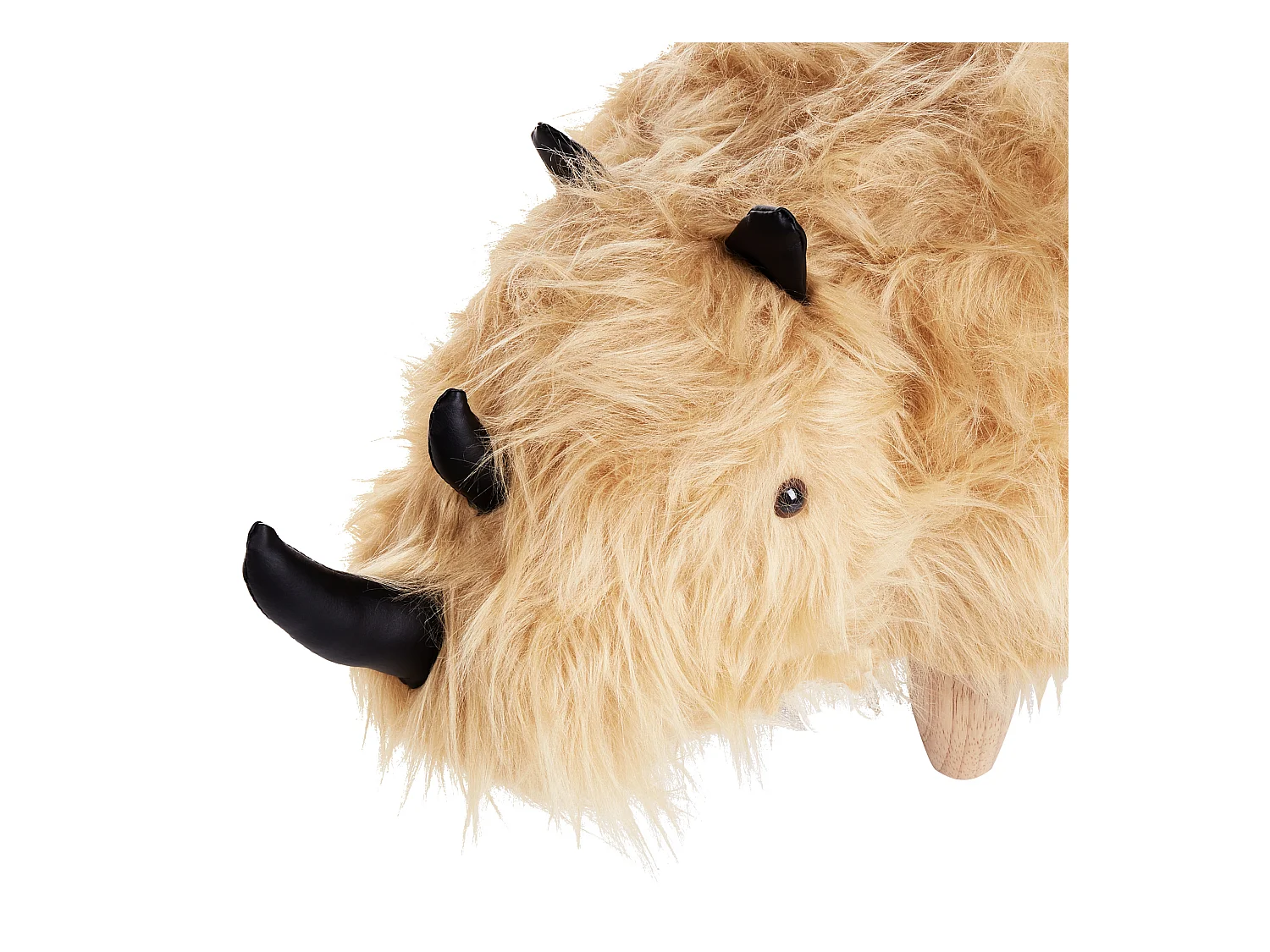 Flauschiger Hocker in Tierform Felloptik sandbeige Tierhocker für Kinder Rhino