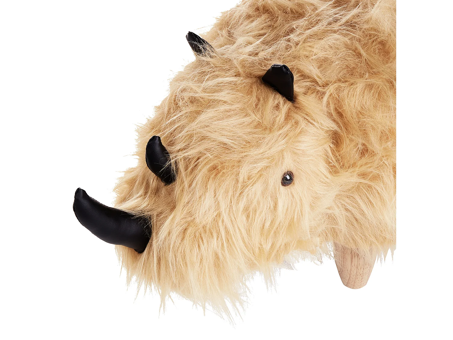 Tabouret animal WOOLLY Fourrure synthétique Beige sable Rhinocéros