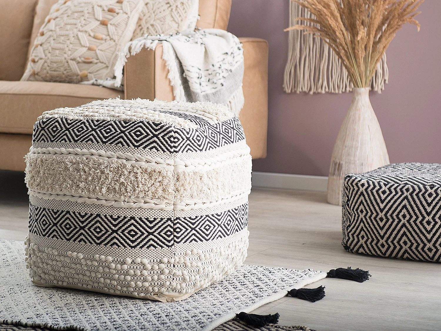 Pouf KANAM Coton Beige clair