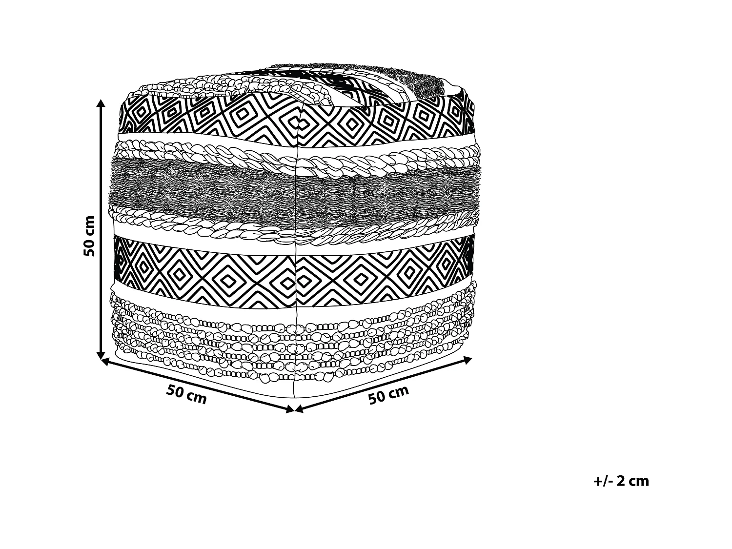 Poef KANAM Katoen Beige 50 cm 50 cm 50 cm