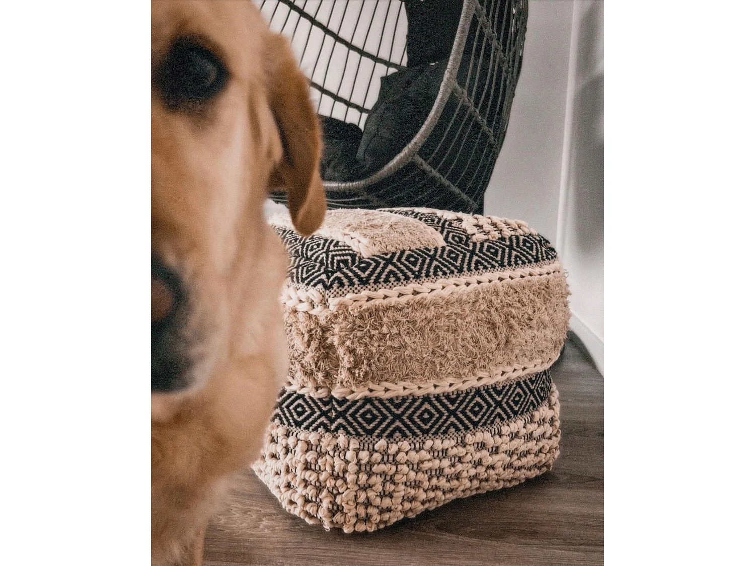 Poef KANAM Katoen Beige 50 cm 50 cm 50 cm