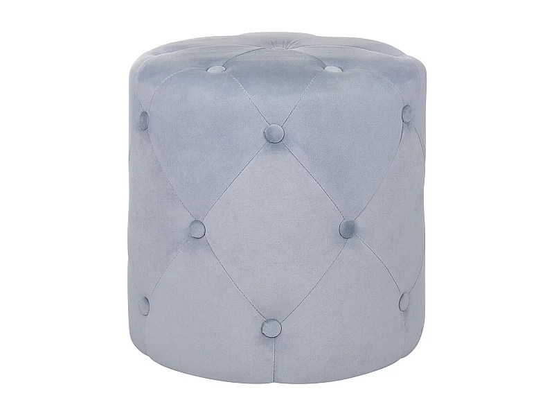 Pouf Samt grau rund 40 cm gesteppt mit Knopfheftung Chesterfield-Stil Corolla