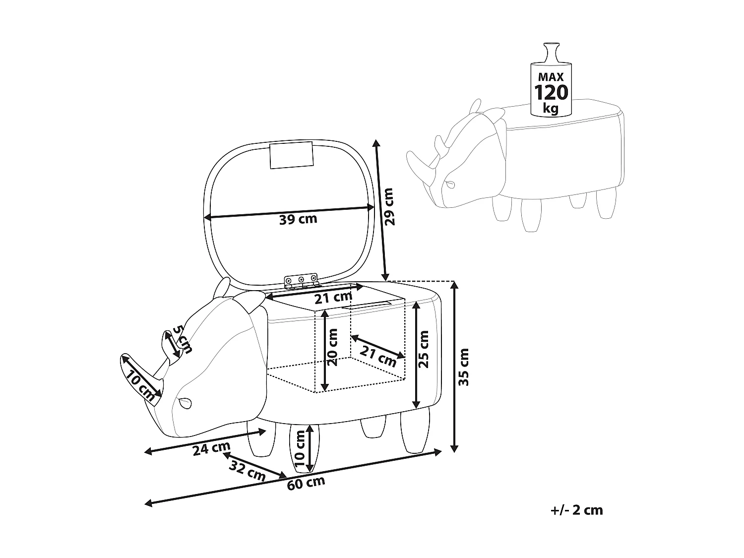 Pouf in tessuto similpelle grigio chiaro RHINO