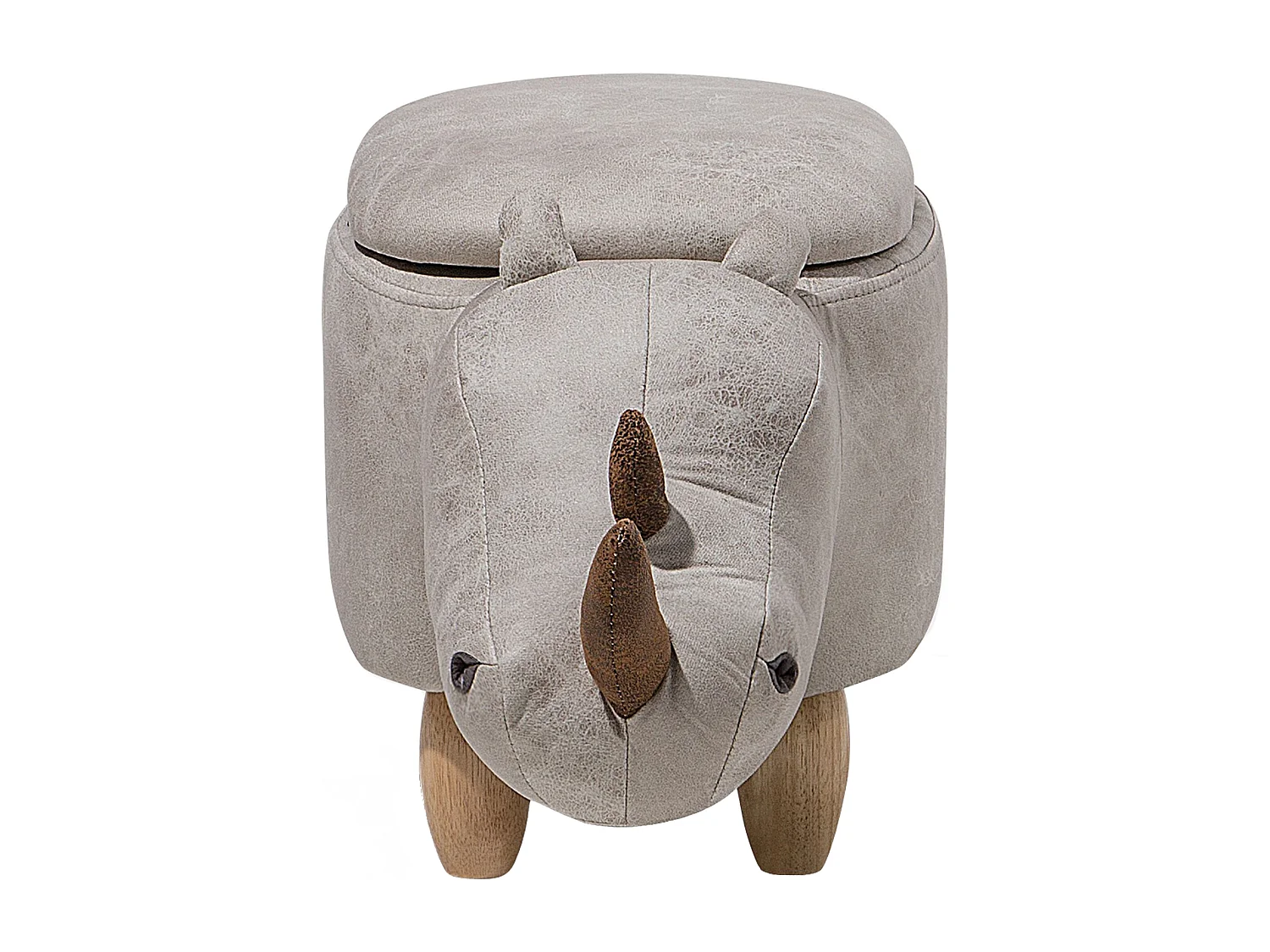 Tabouret de rangement animal RHINO Cuir PU Gris clair