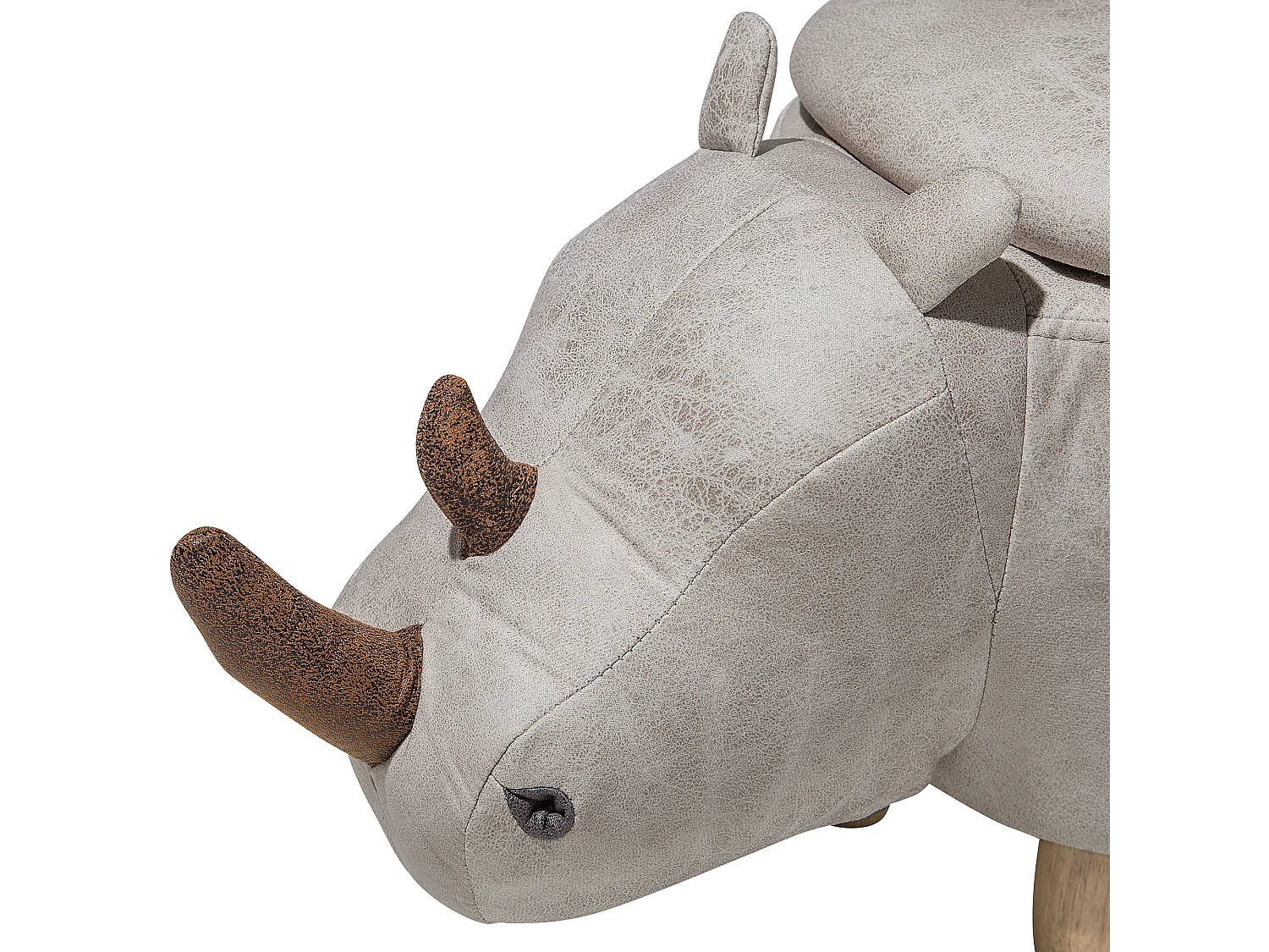 Tabouret de rangement animal RHINO Cuir PU Gris clair Rhinocéros