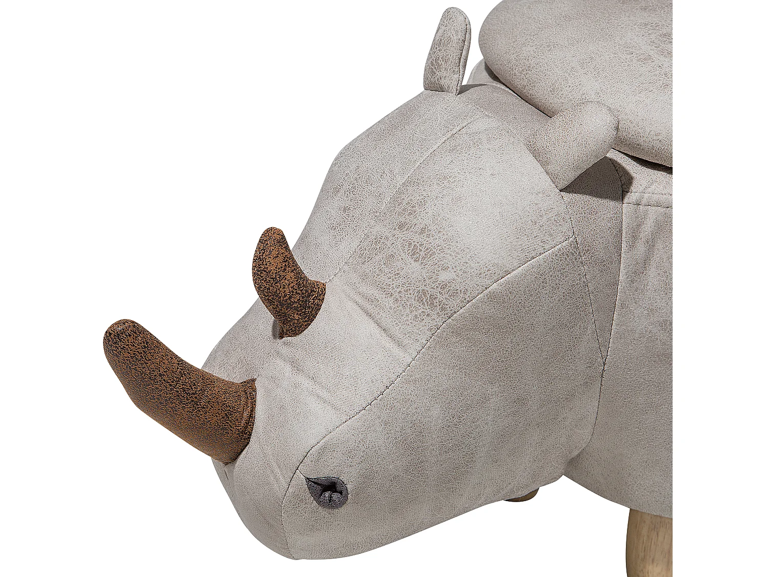 Tabouret de rangement animal RHINO Cuir PU Gris clair Rhinocéros
