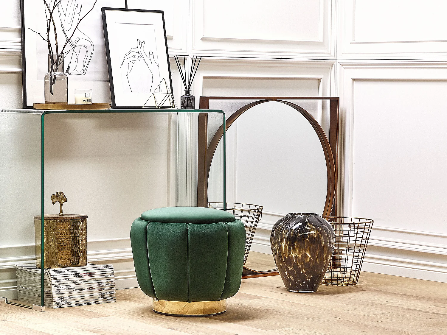 Pouf IRVING Velours Vert foncé