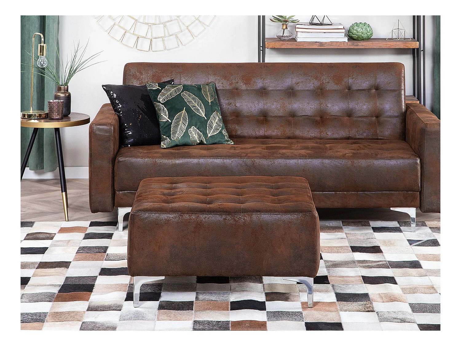 Ottomane ABERDEEN Kunstleder Braun