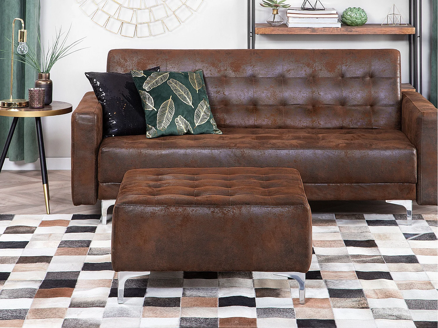 Ottoman ABERDEEN Cuir PU Marron
