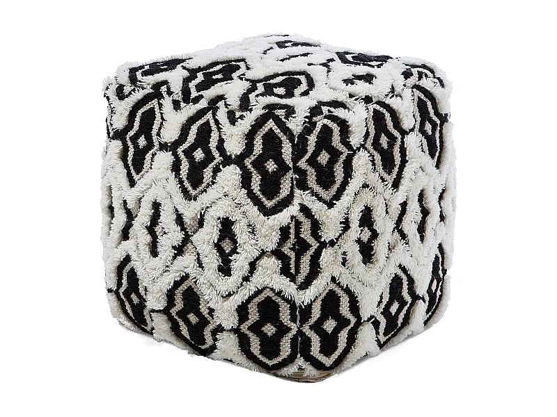Poef ORAI Wol Zwart/wit 45 cm 45 cm 45 cm
