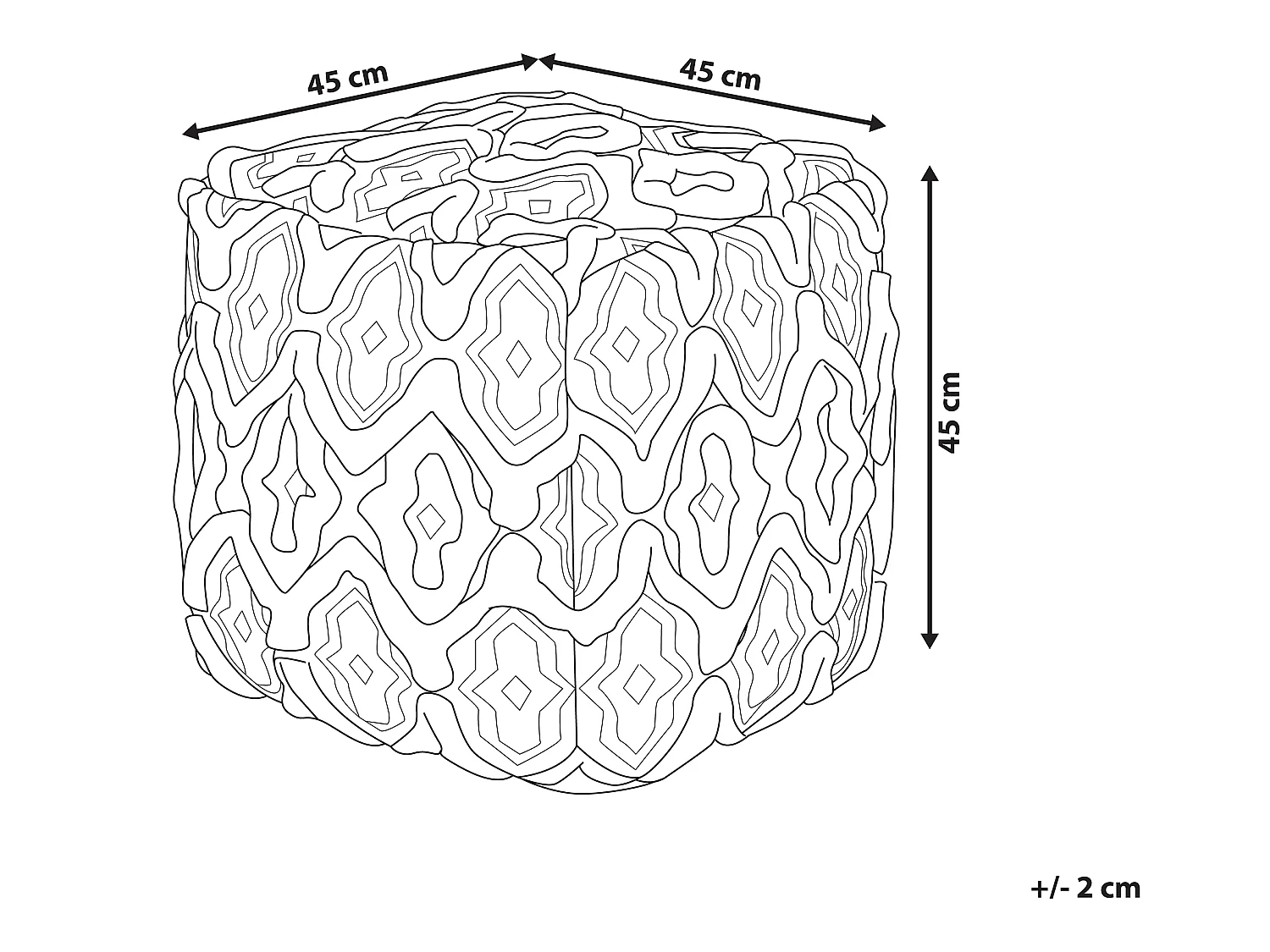 Puf ORAI Lana Negro/Blanco 45 cm 45 cm 45 cm