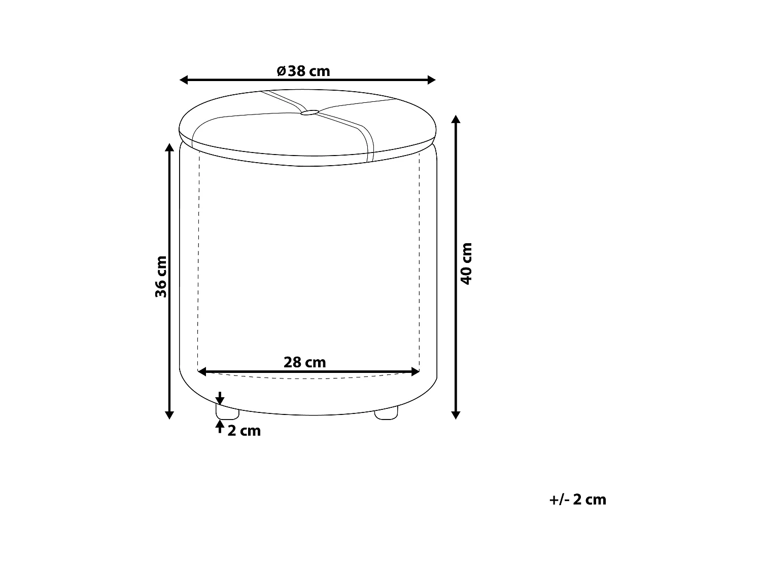 Pouf de rangement MARYLAND Cuir PU Noir