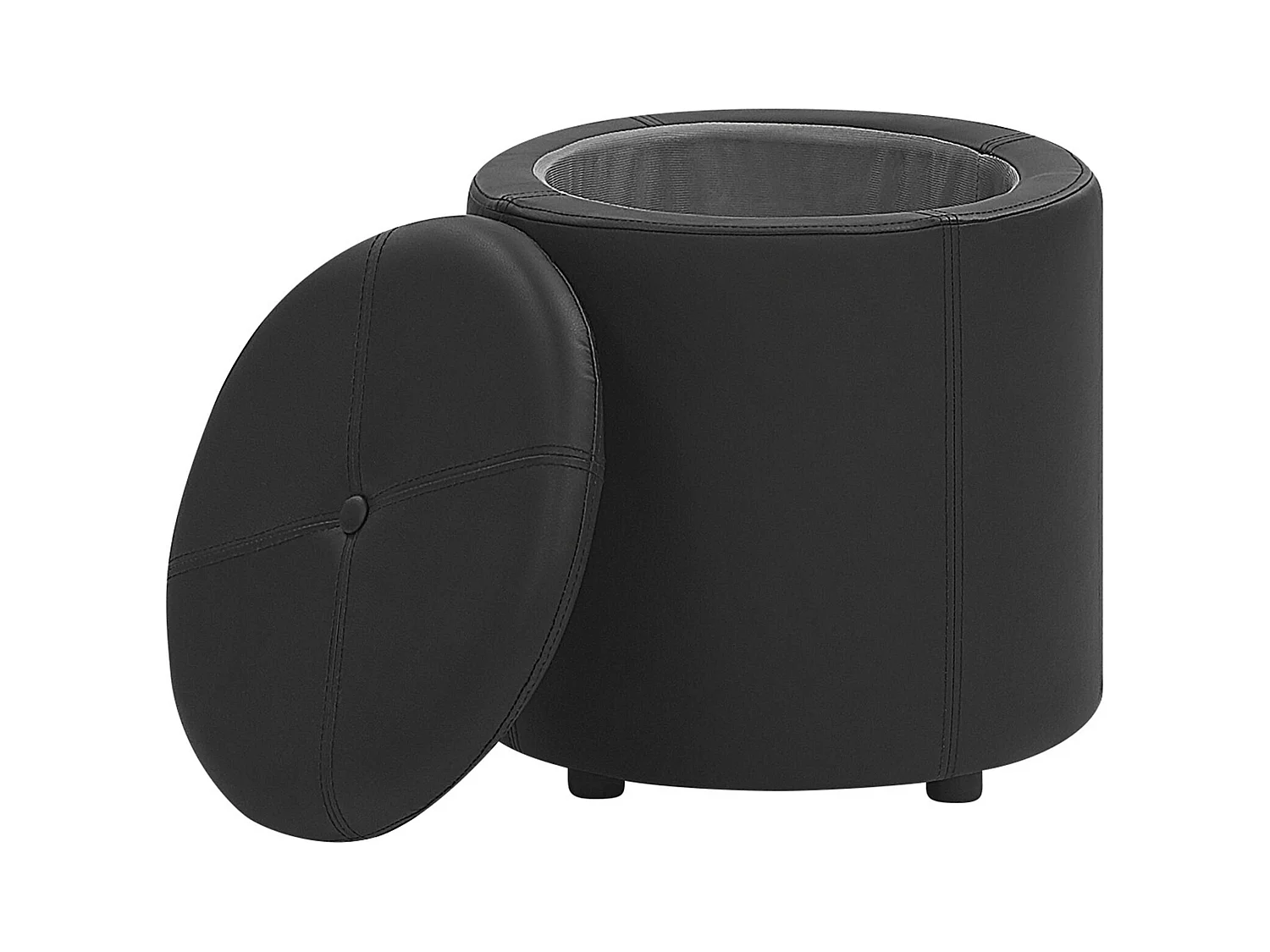 Pouf de rangement MARYLAND Cuir PU Noir