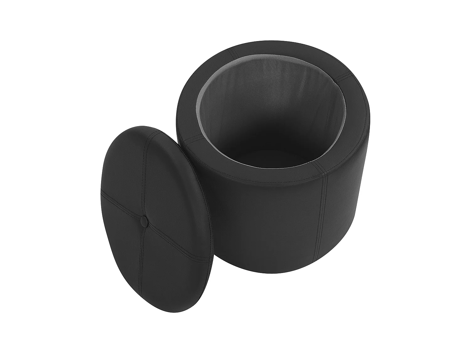 Pouf de rangement MARYLAND Cuir PU Noir