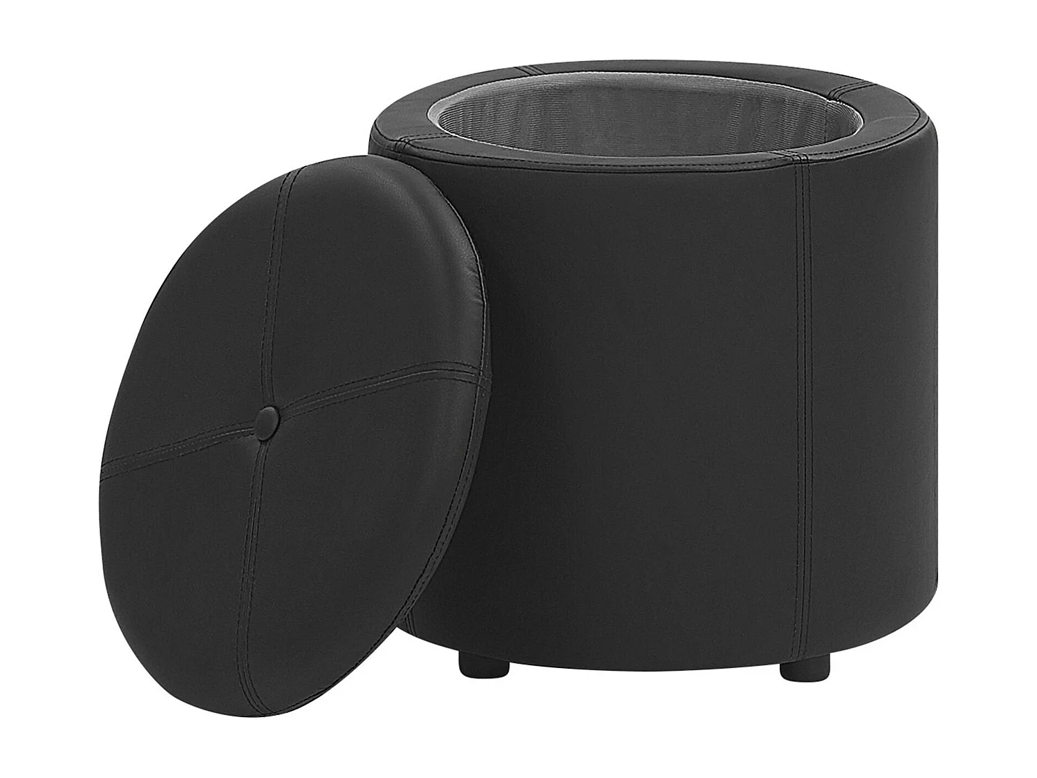 Pouf de rangement MARYLAND Cuir PU Noir