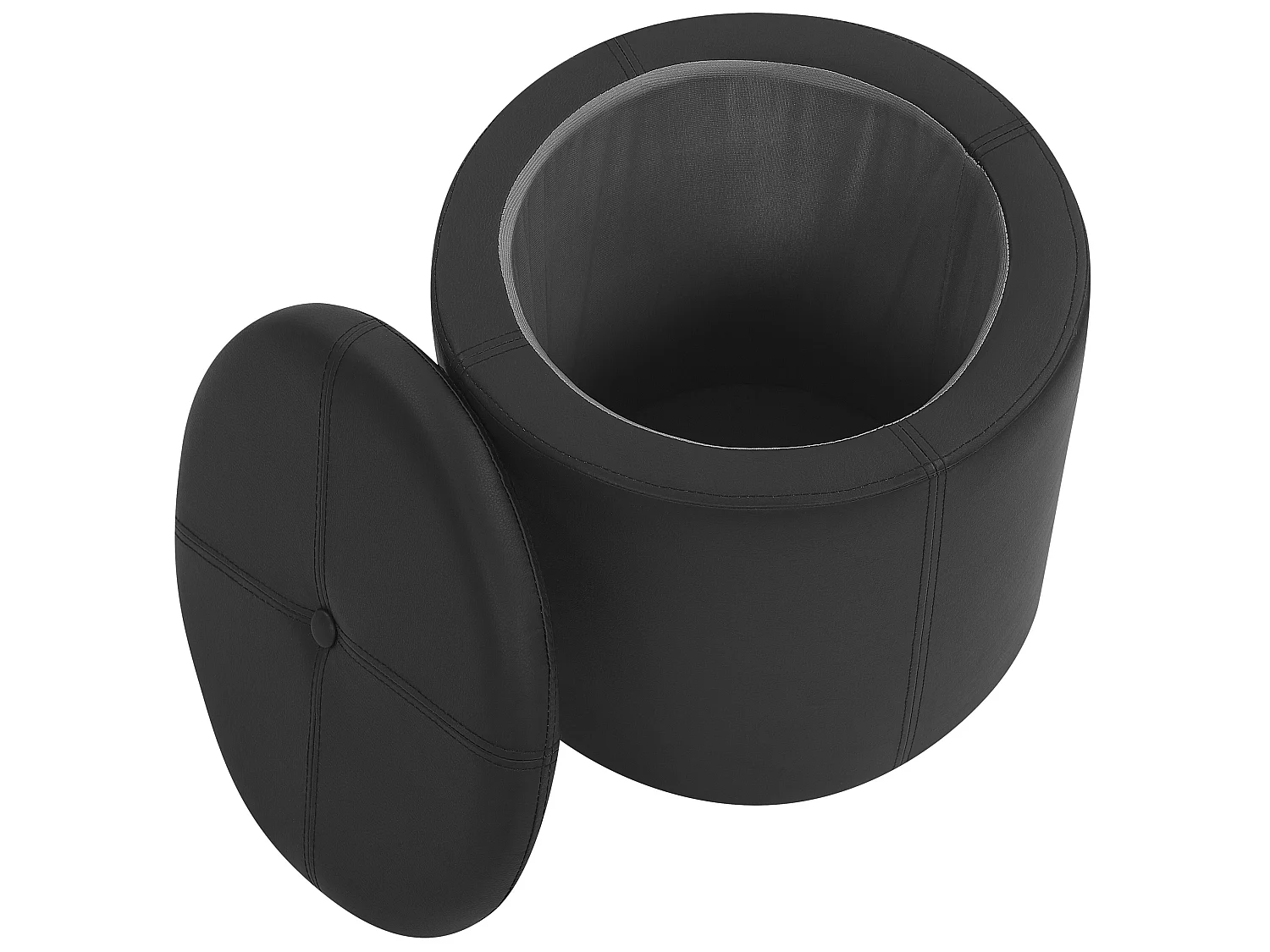 Eleganter Pouf aus Kunstleder in Schwarz mit praktischem Stauraum Maryland