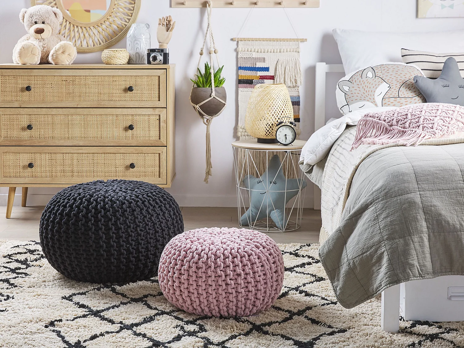 Pouf CONRAD Coton Rose 40 cm 40 cm 25 cm