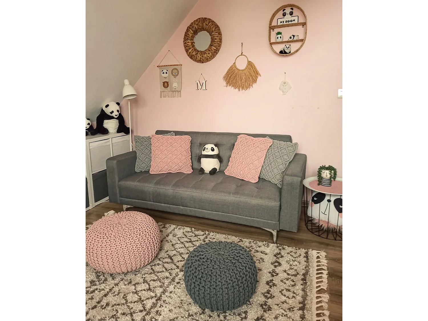 Pouf CONRAD Coton Rose 40 cm 40 cm 25 cm