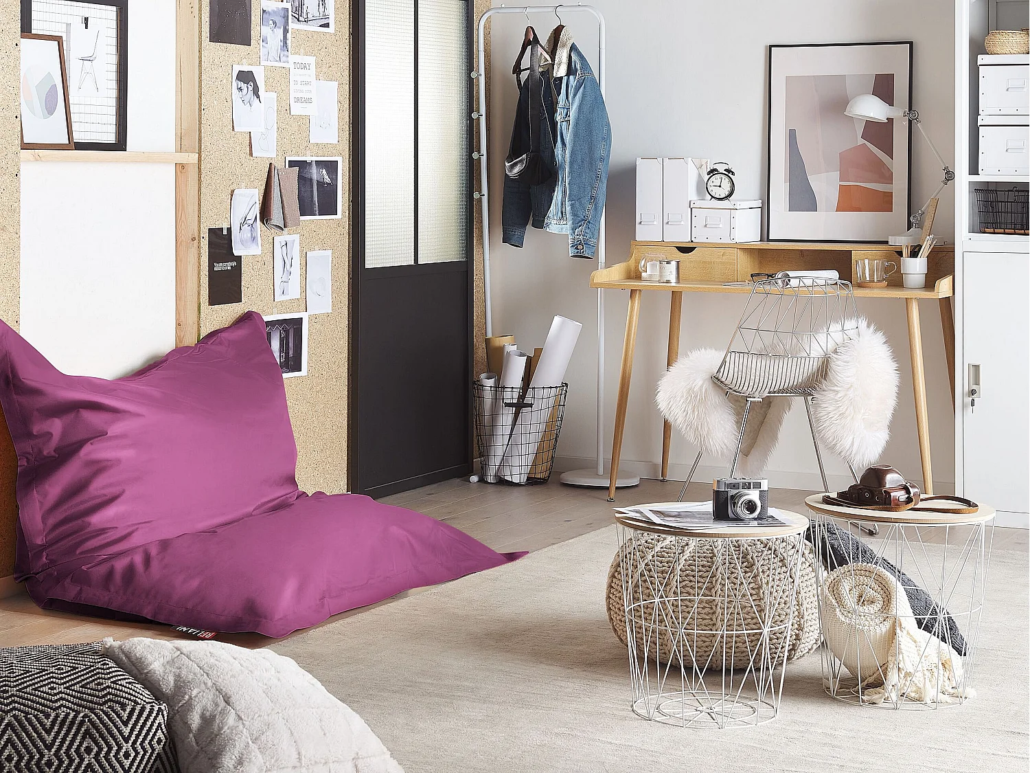 Praktisches, lustiges Sitzkissen Polsterbezug EPS Kugel 140x180 cm violett Fuzzy