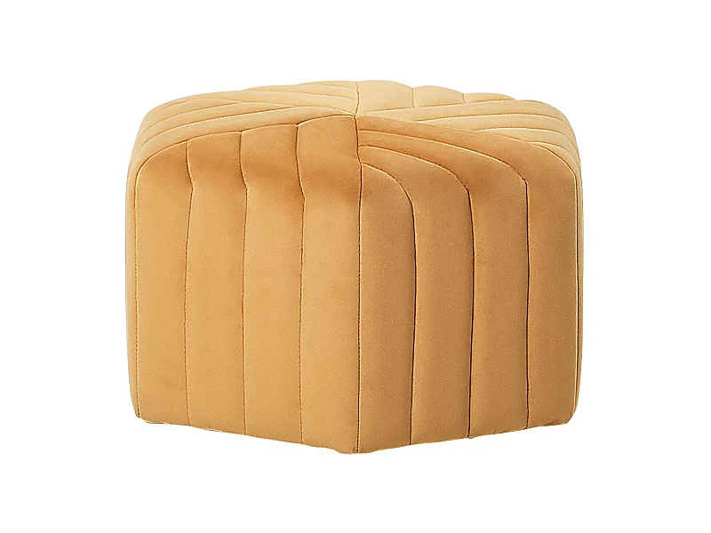 Pouf in Senfgelb aus hochwertigem Samtstoff sechseckige Form Murietta