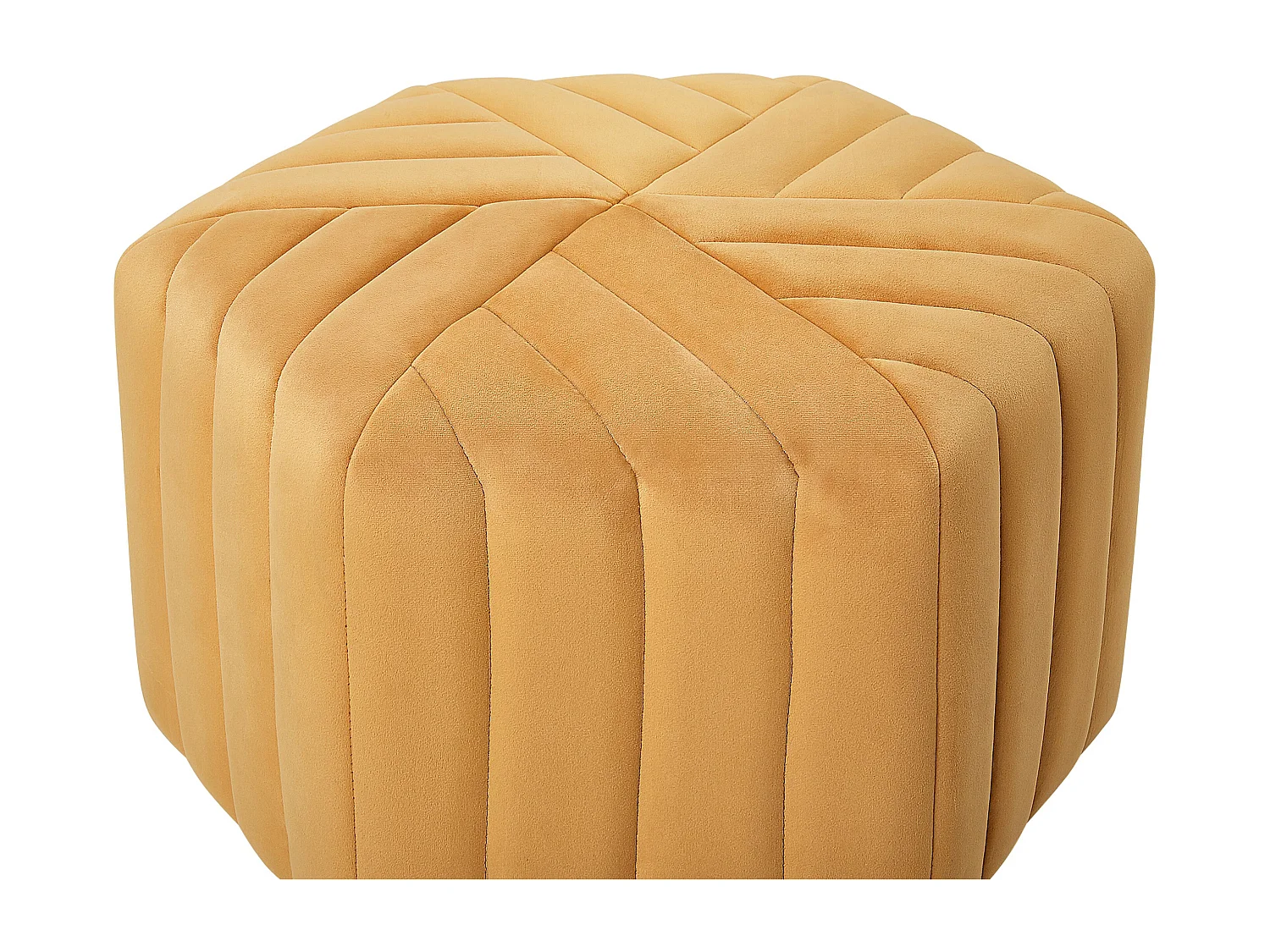 Pouf in Senfgelb aus hochwertigem Samtstoff sechseckige Form Murietta