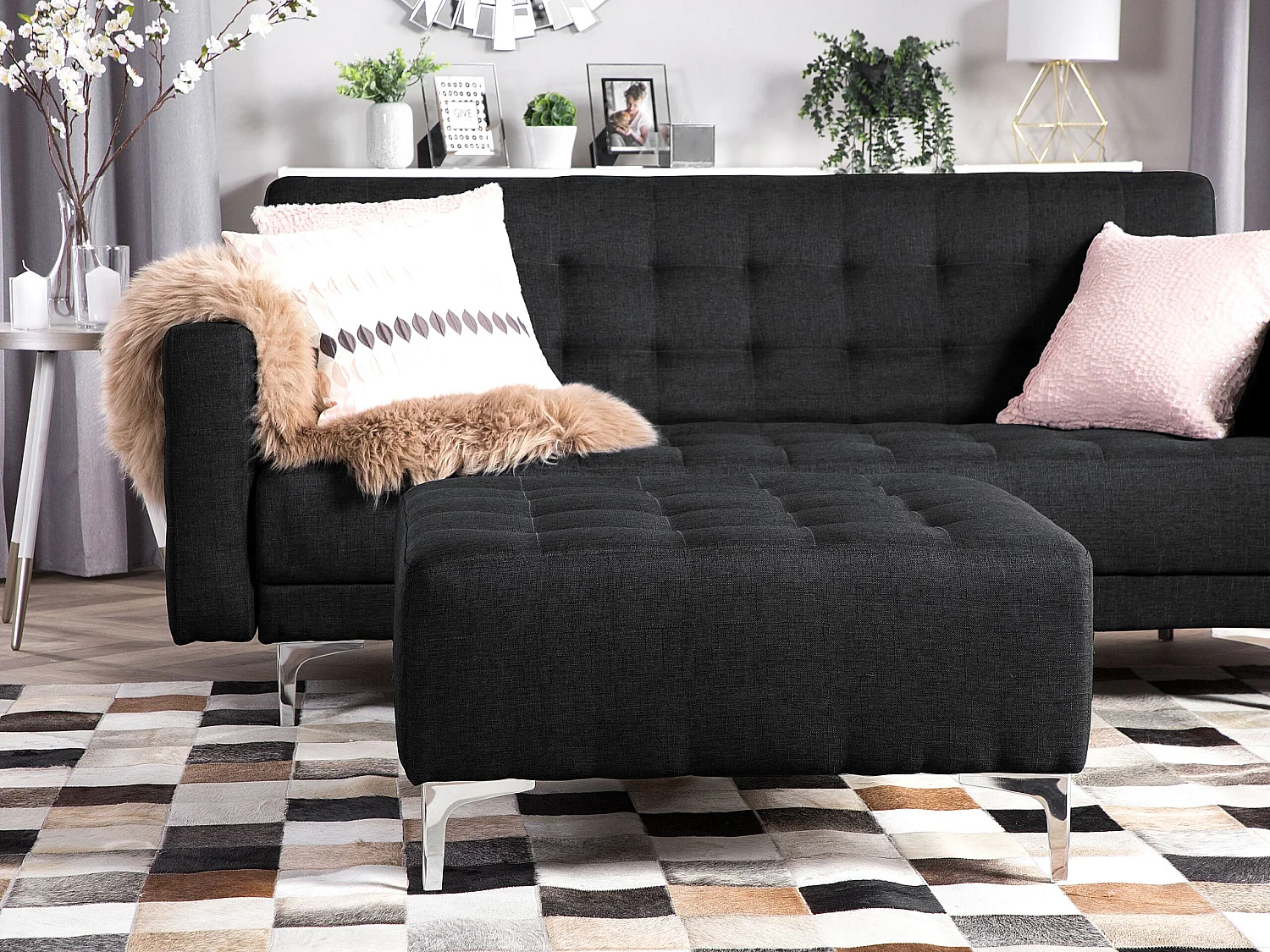 Ottomaan ABERDEEN Stof Grafietgrijs