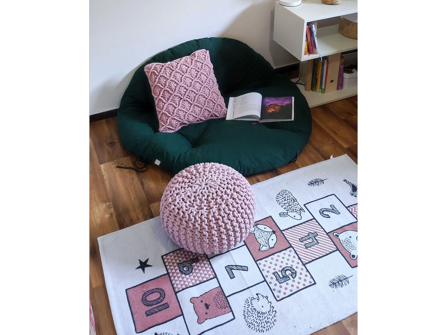 Pouf CONRAD Baumwolle Rosa 50 cm 50 cm 35 cm
