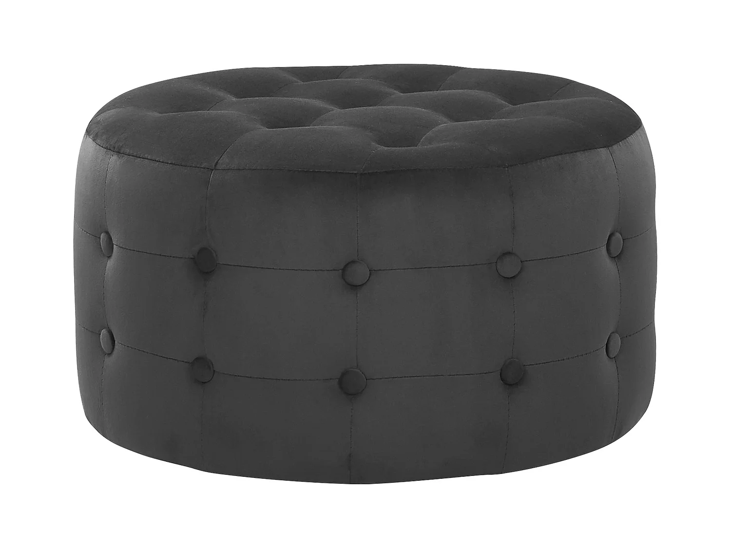 Moderner Pouf Samtstoff dekorative Versteppung rund schwarz Tampa