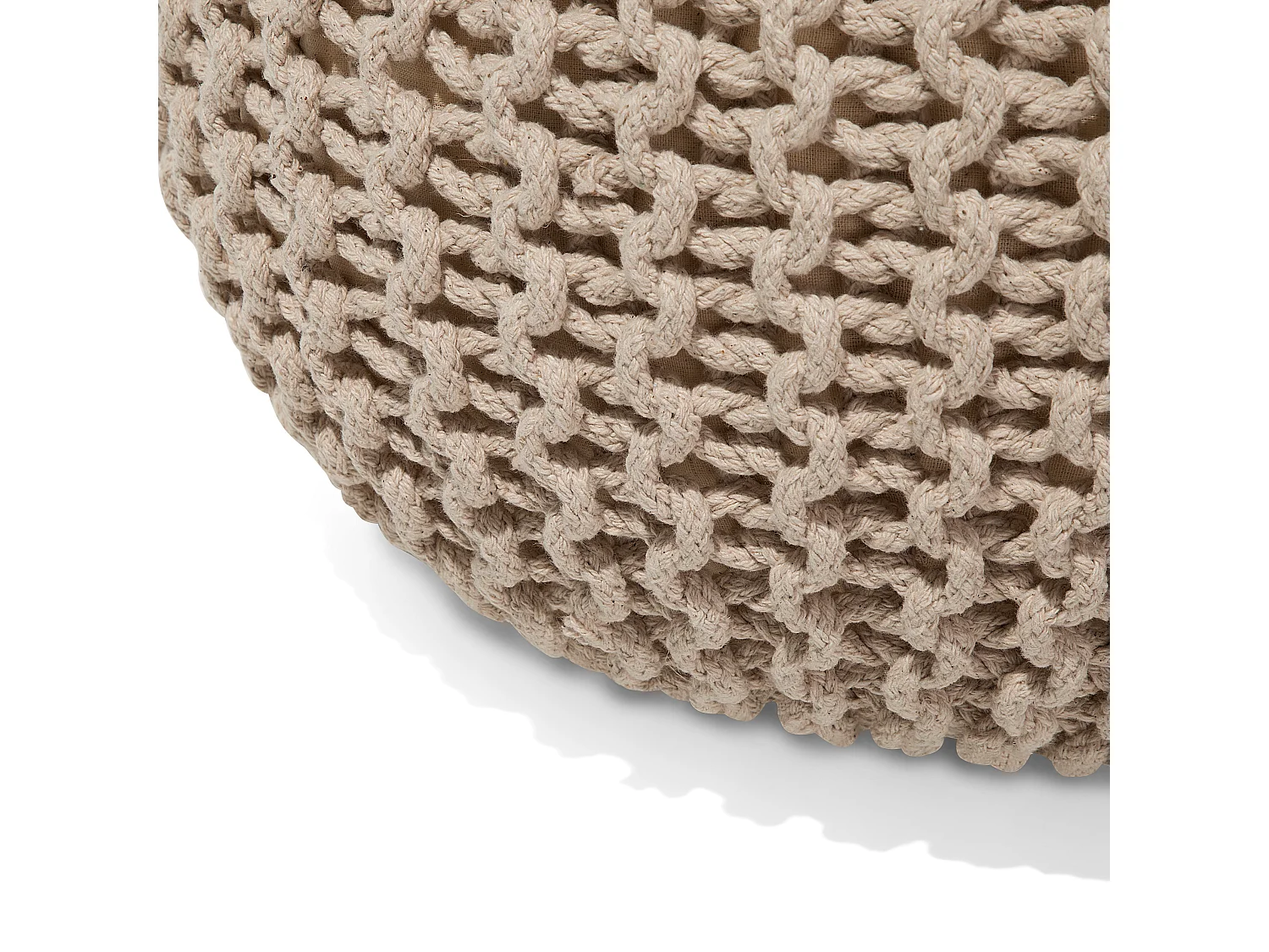 Pouf CONRAD Coton Beige clair 40 cm 40 cm 25 cm