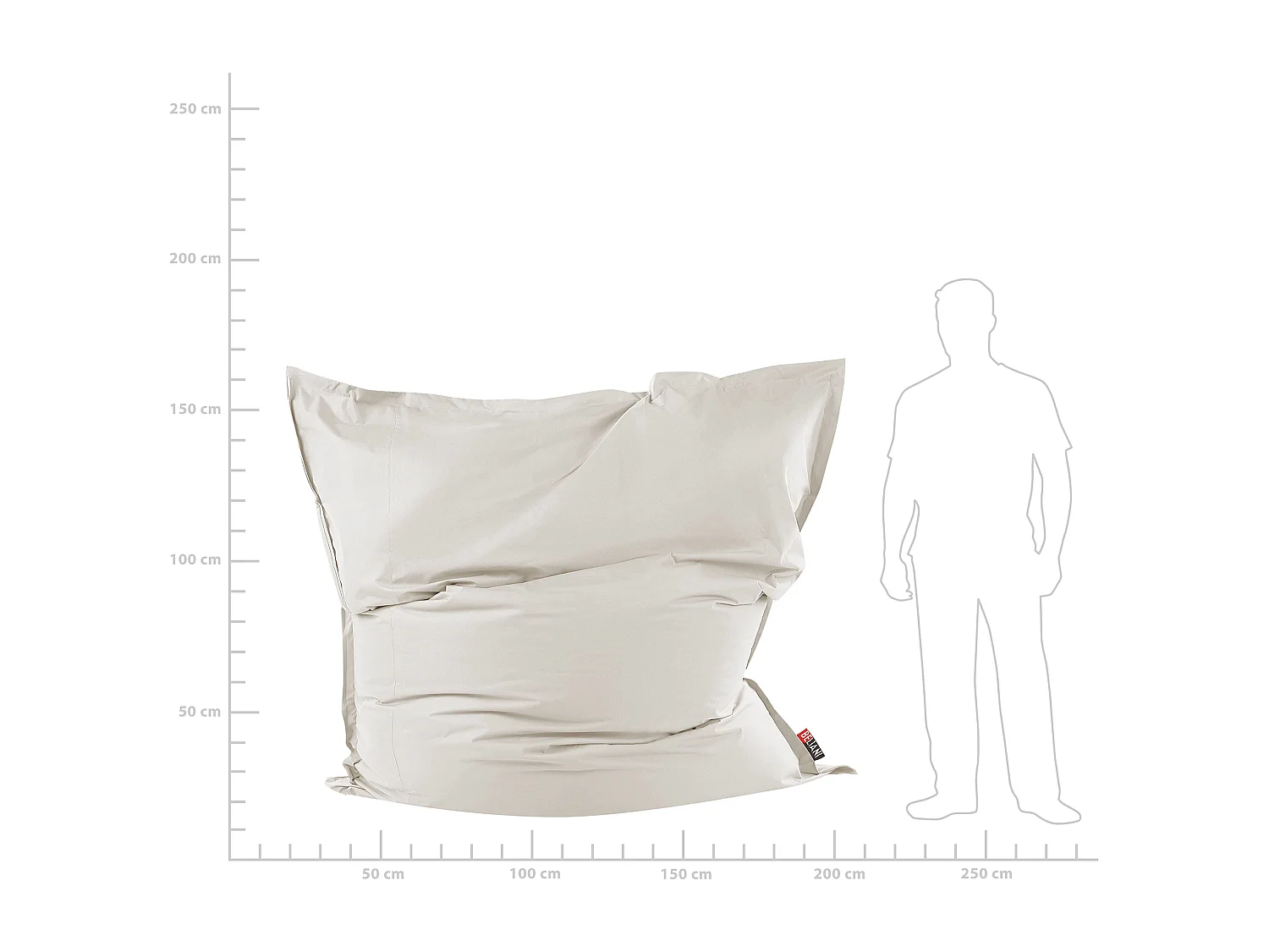 Pufe 600 L FUZZY 180 cm 230 cm Branco creme