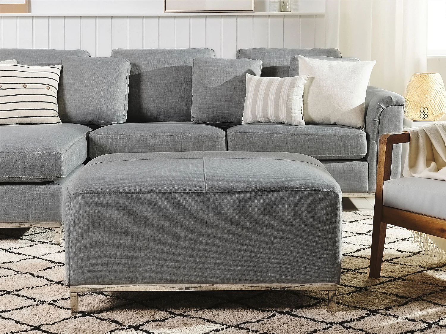 Ottoman OSLO Tissu Gris clair